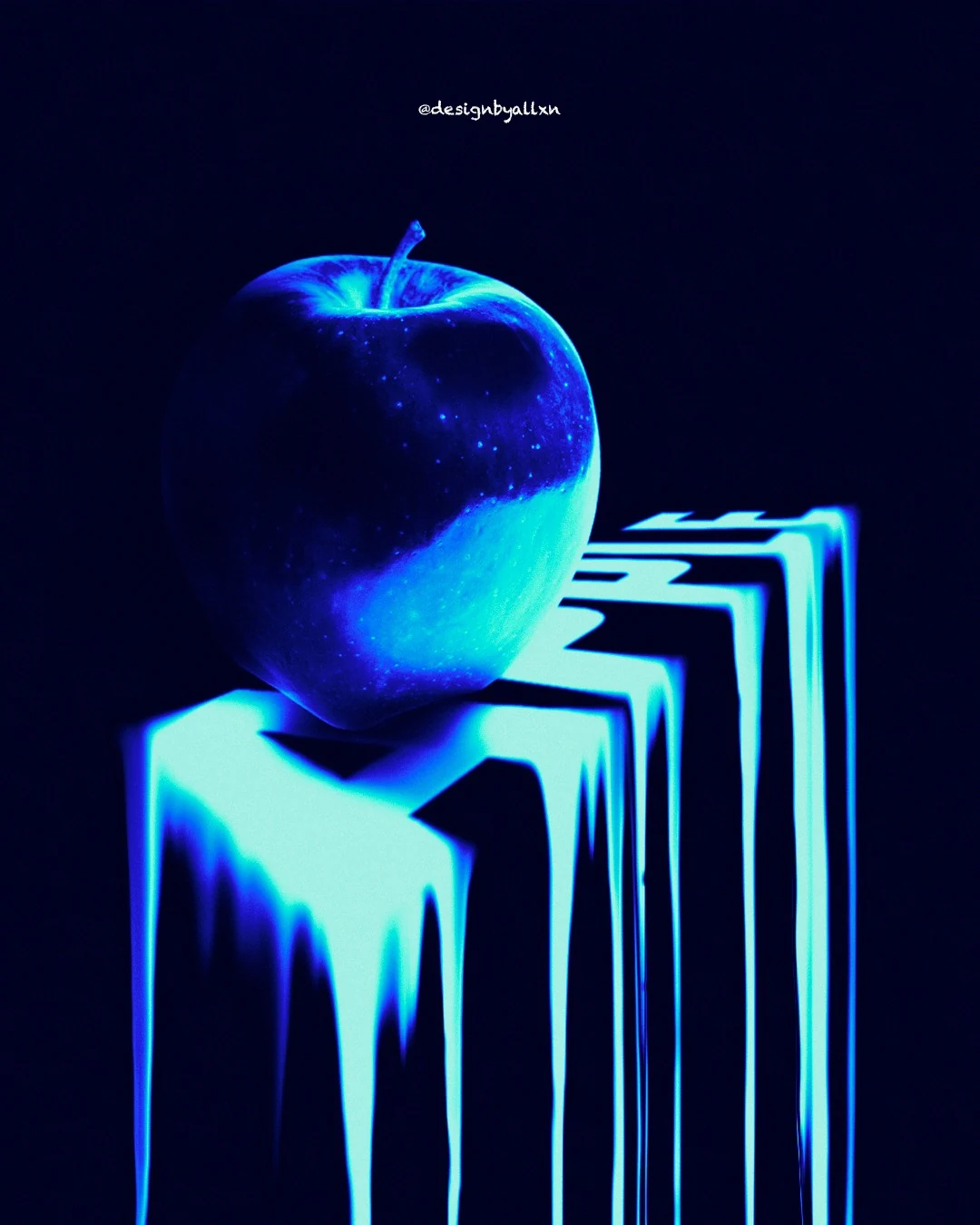 Blue digital apple artwork